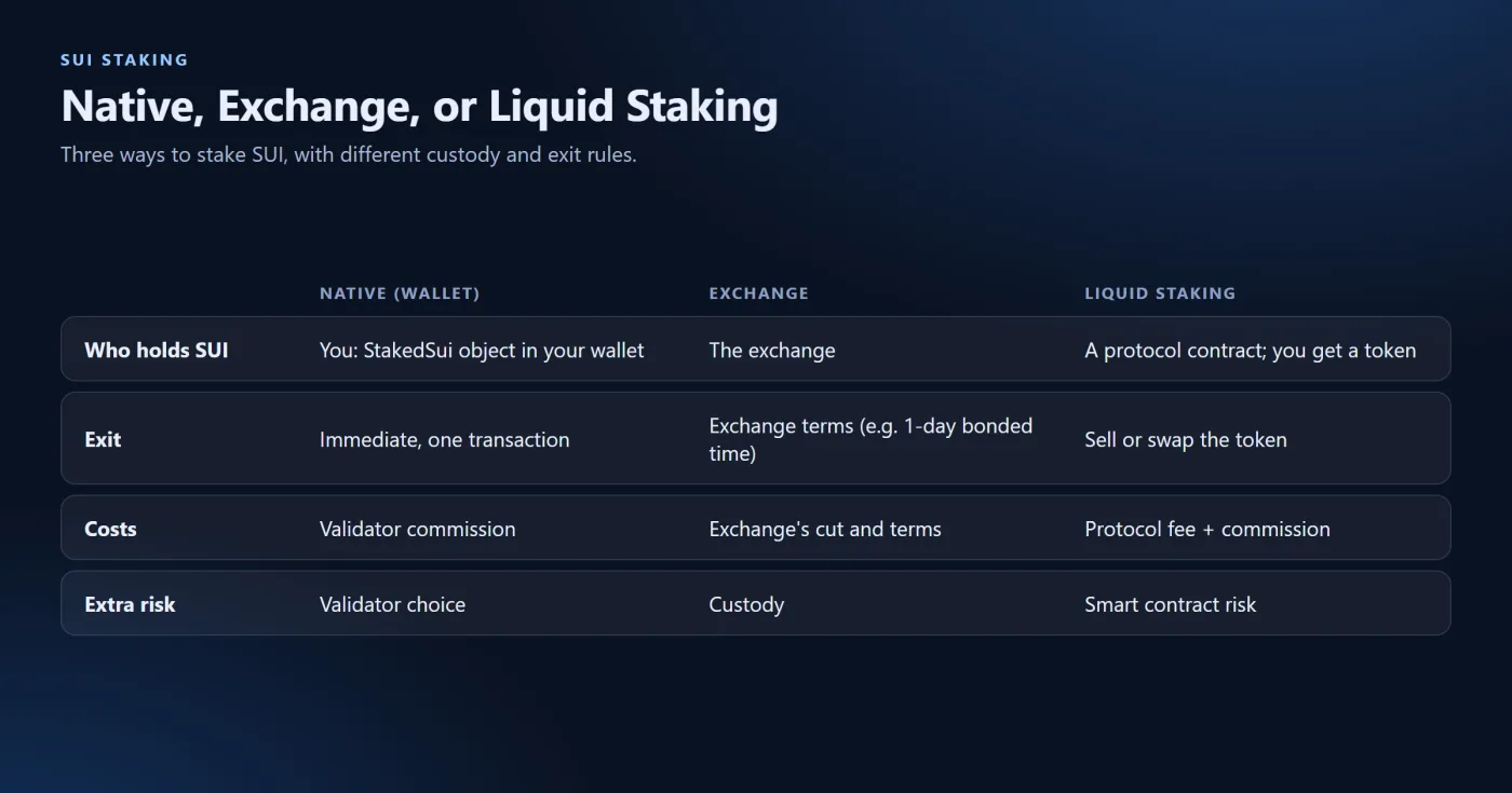 Native, Exchange, and Liquid Staking