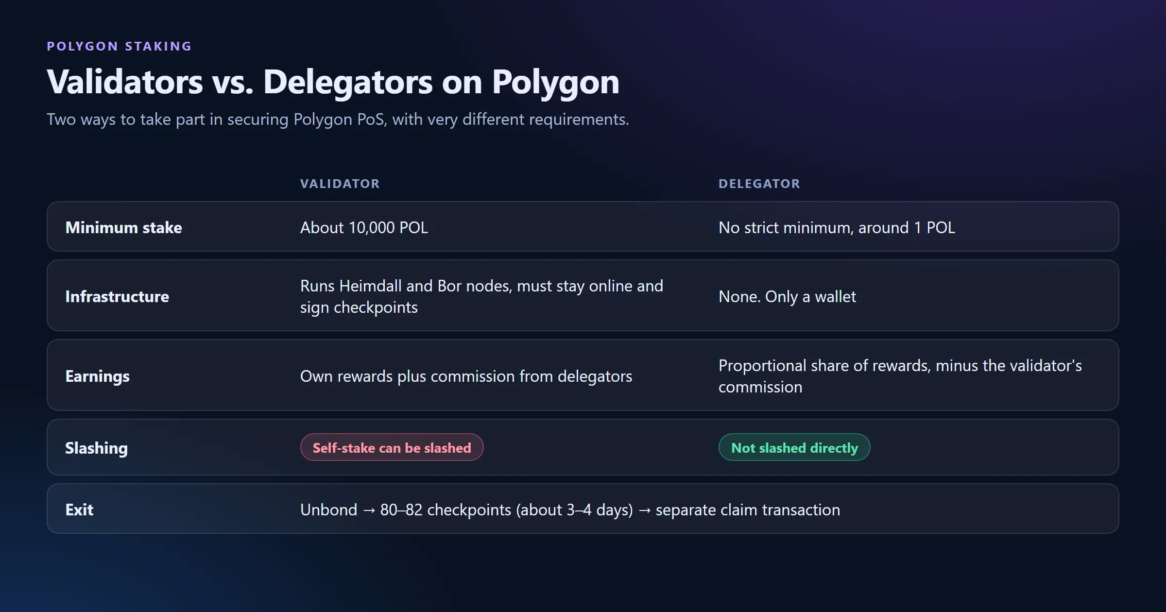 Validators vs. Delegators